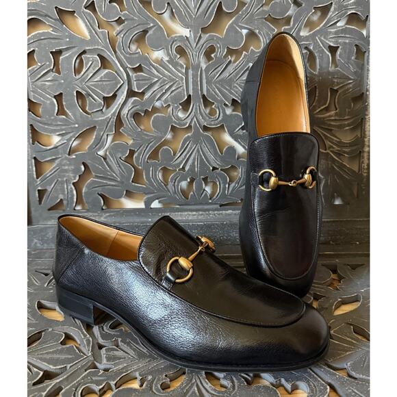 Gucci Jordaan Horsebit Black Leather Luxury Designer Work Loafers Women's Size 9 - Picture 1 of 14